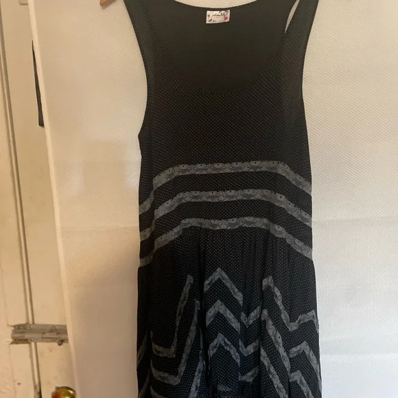Free people chic midi dress black with grey lace excellent condition - Picture 2 of 4